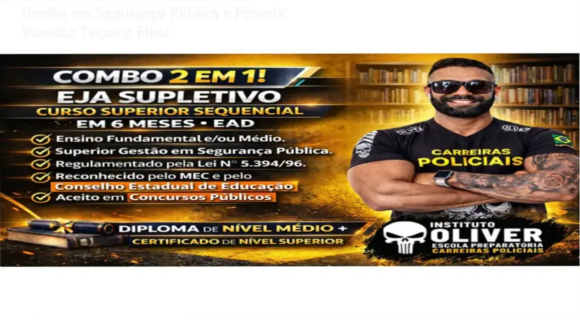 Certificado do Curso Superior Sequencial de Gestão em Segurança Pública e Privada do Instituto Óliver
