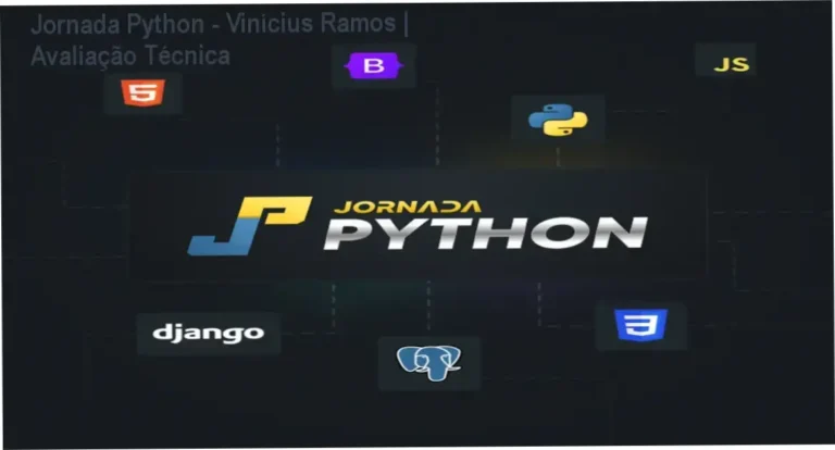 Interface do curso Jornada Python de Vinícius Ramos focada em Django e APIs REST