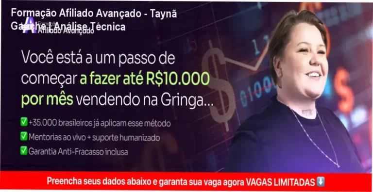 Infográfico detalhando a metodologia da Formação Afiliado Avançado para vendas em dólar
