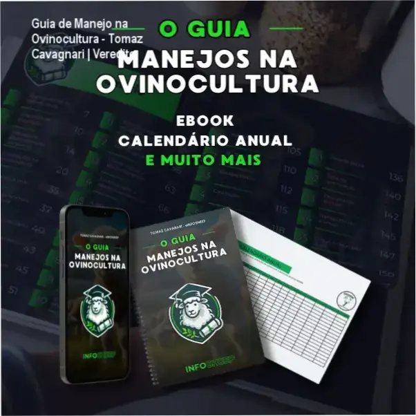 Capa do ebook Guia de Manejo na Ovinocultura de Tomaz Cavagnari com foco em gestão de rebanho