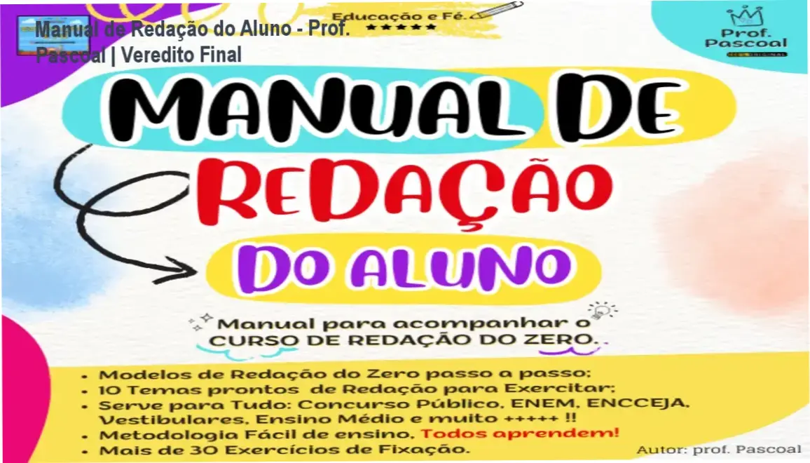 Ebook Manual de Redação do Aluno do Prof. Pascoal para notas altas no ENEM e Concursos