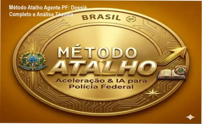 Infográfico detalhando a metodologia de Engenharia Reversa e IA do curso Método Atalho para Agente da Polícia Federal