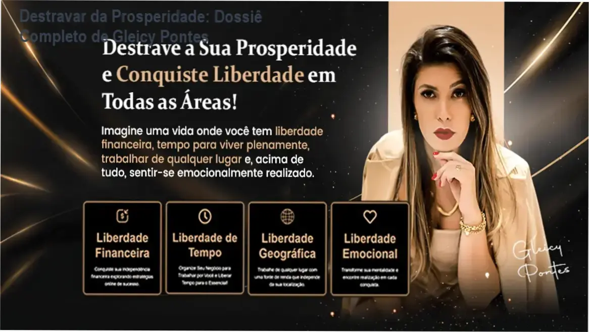 Interface do treinamento Método Destravar da Prosperidade de Gleicy Pontes para empreendedorismo digital