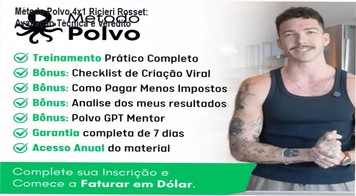 Representação do Método Polvo 4x1 de Ricieri Rosset para monetização internacional via celular