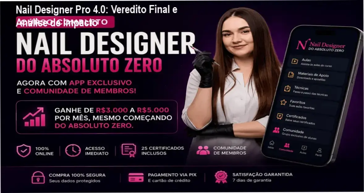 Conjunto de certificados e técnicas de alongamento do Nail Designer Pro 4.0