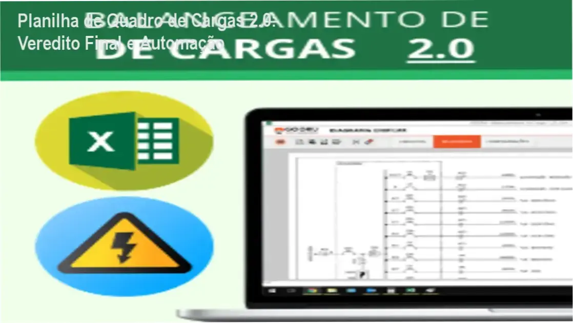 Interface da Planilha de Quadro de Cargas 2.0 automatizando cálculos elétricos no Excel