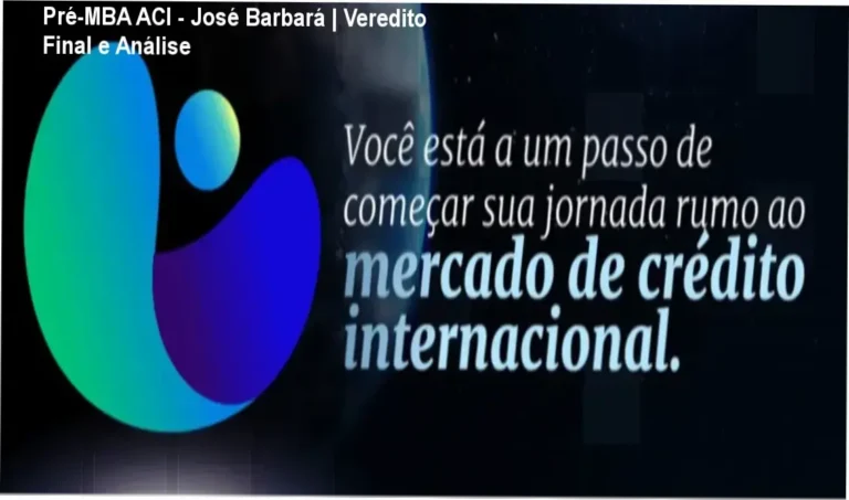 Interface do curso Pré-MBA ACI de José Barbará focado em crédito internacional