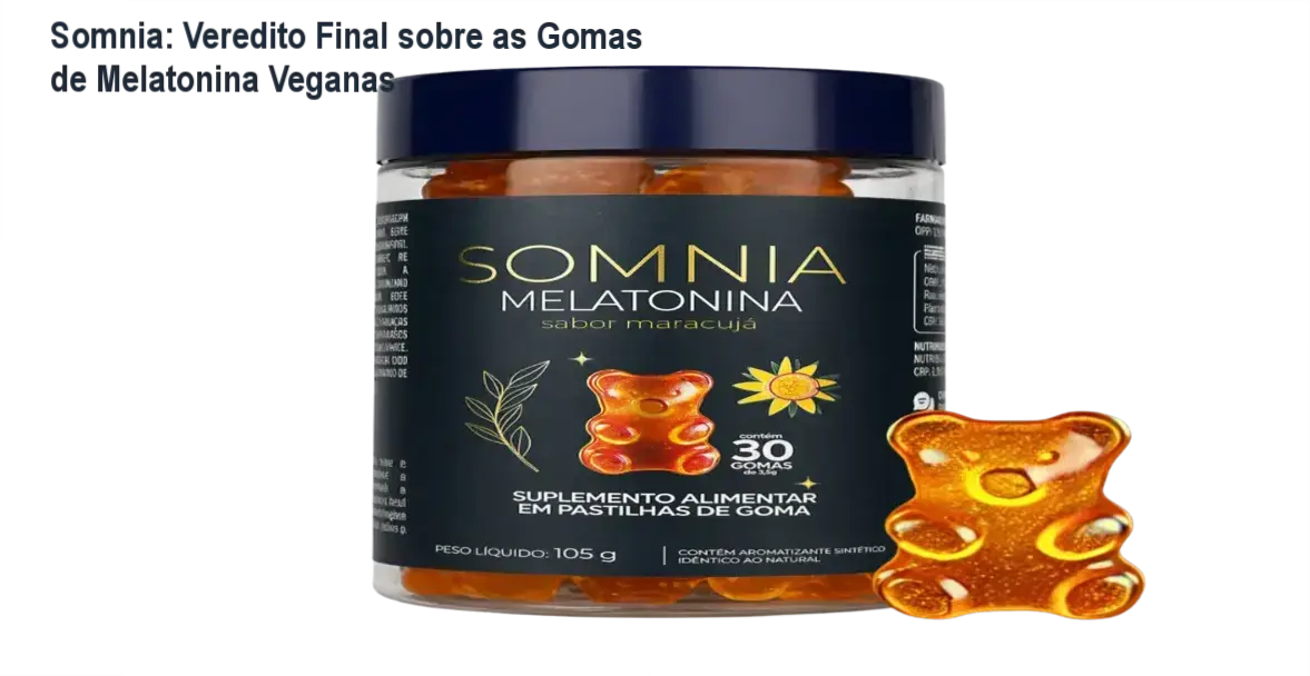 Pote de gomas Somnia sabor maracujá para auxílio no sono reparador