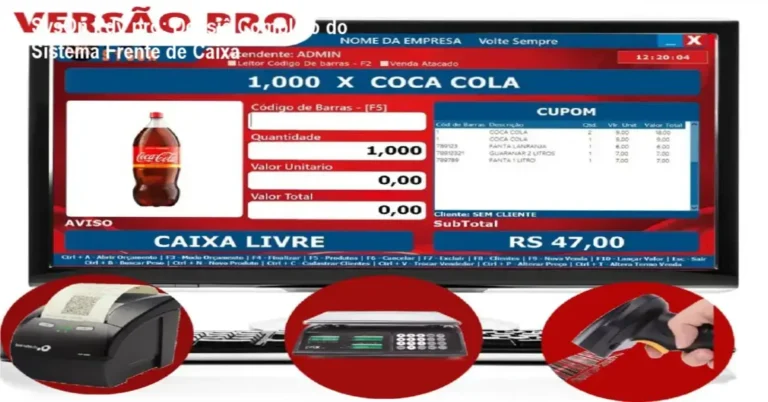 Interface do sistema SysOn Pdv pro operando em um terminal de frente de caixa moderno
