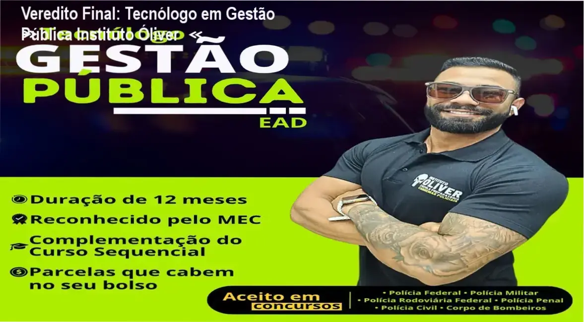 Certificado do Tecnólogo em Gestão Pública do Instituto Óliver focado em concursos públicos